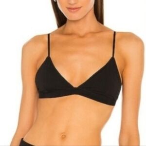 Jonathan Simkhai Mimi Size X-Large Black Matte Jersey Knit Triangle Bralette NWT